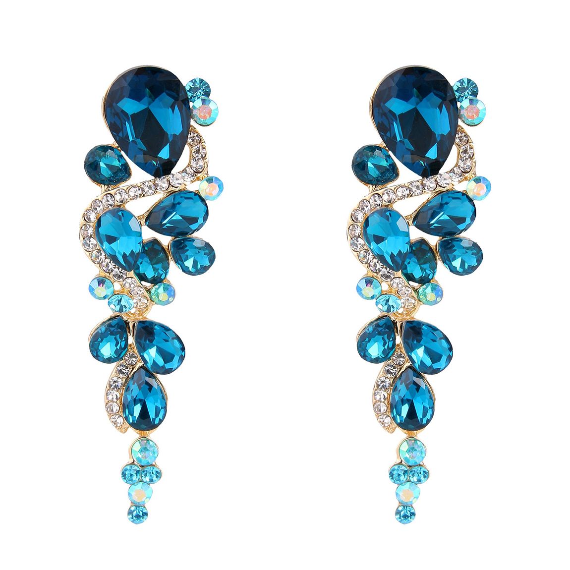 18K Gold Multi Blue Chandelier Earrings main product photo