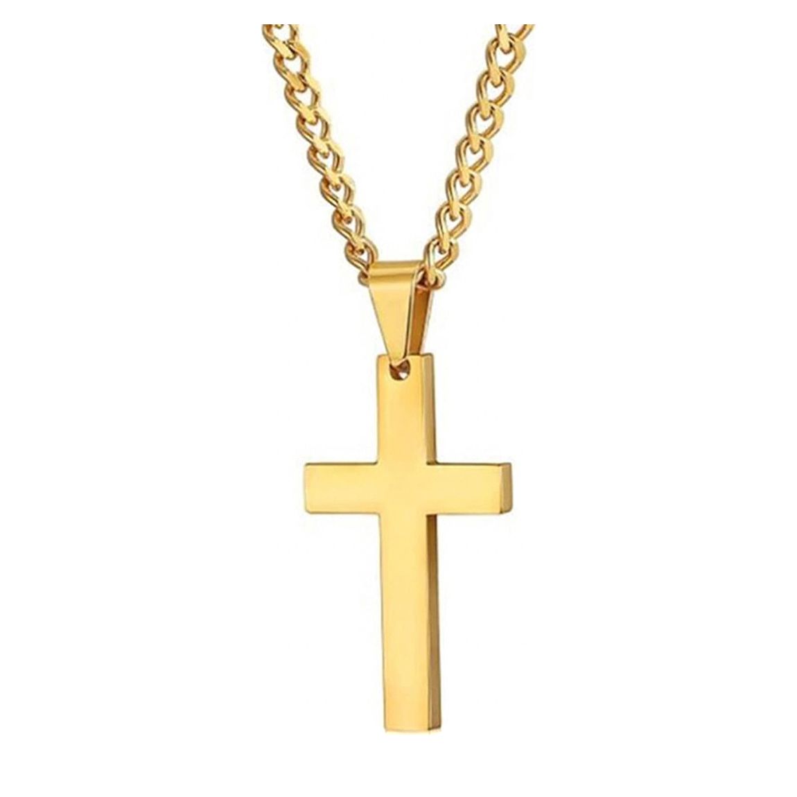 18K Gold Polished Cross Drop Necklace main product photo