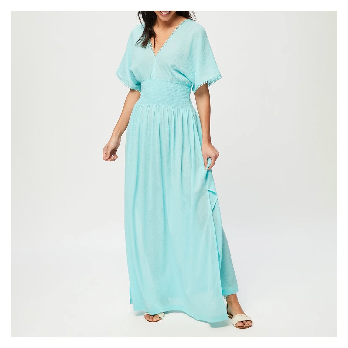Aqua Smock Waist Maxi Dress main product photo