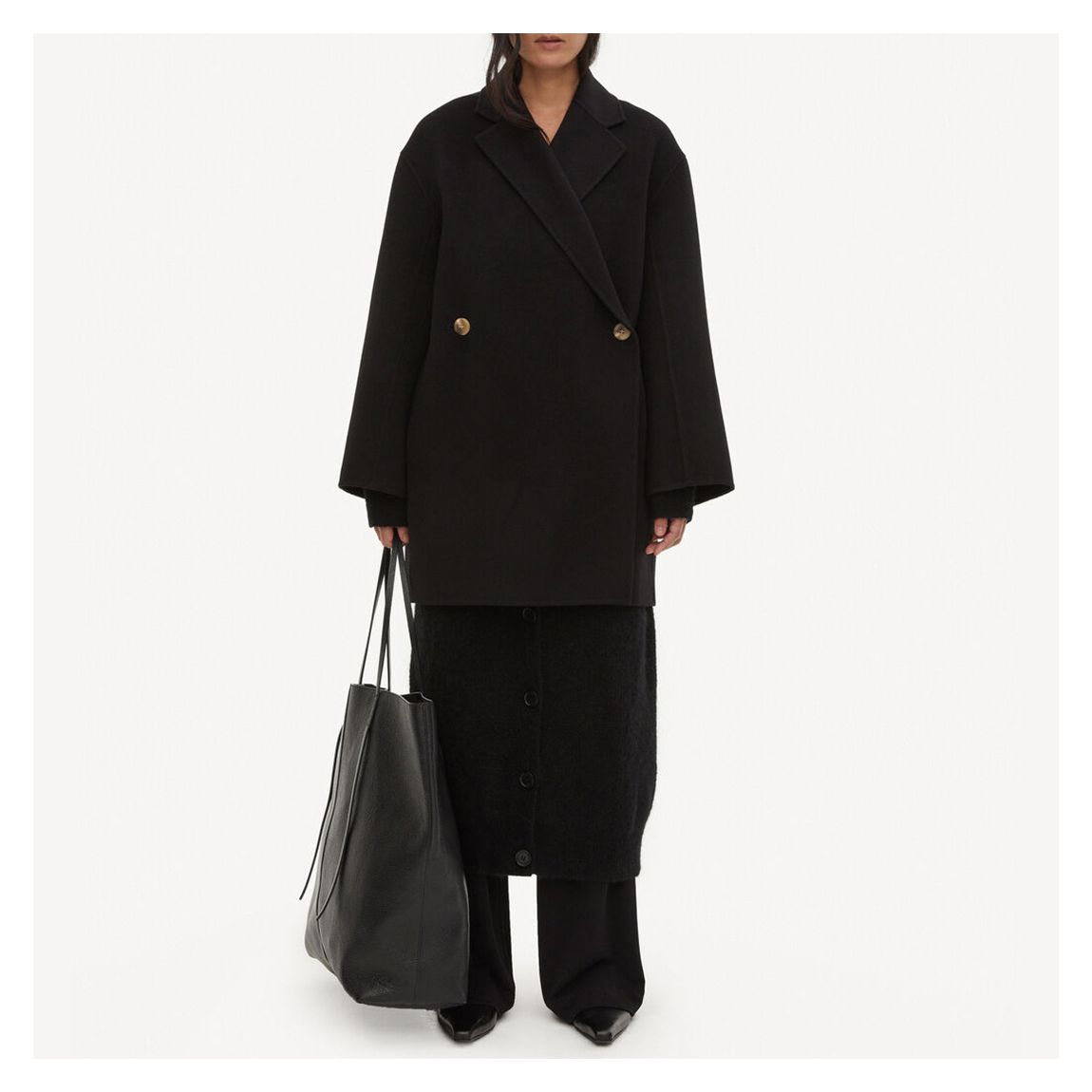Black Ayvia Double Breasted Wool Coat main product photo