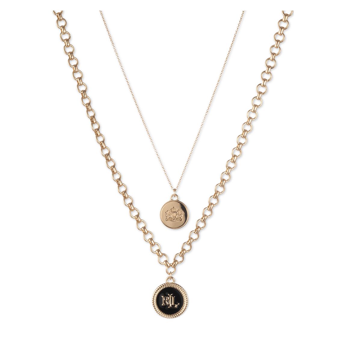 Gold Jet Black 2 Row Pendant Necklace main product photo