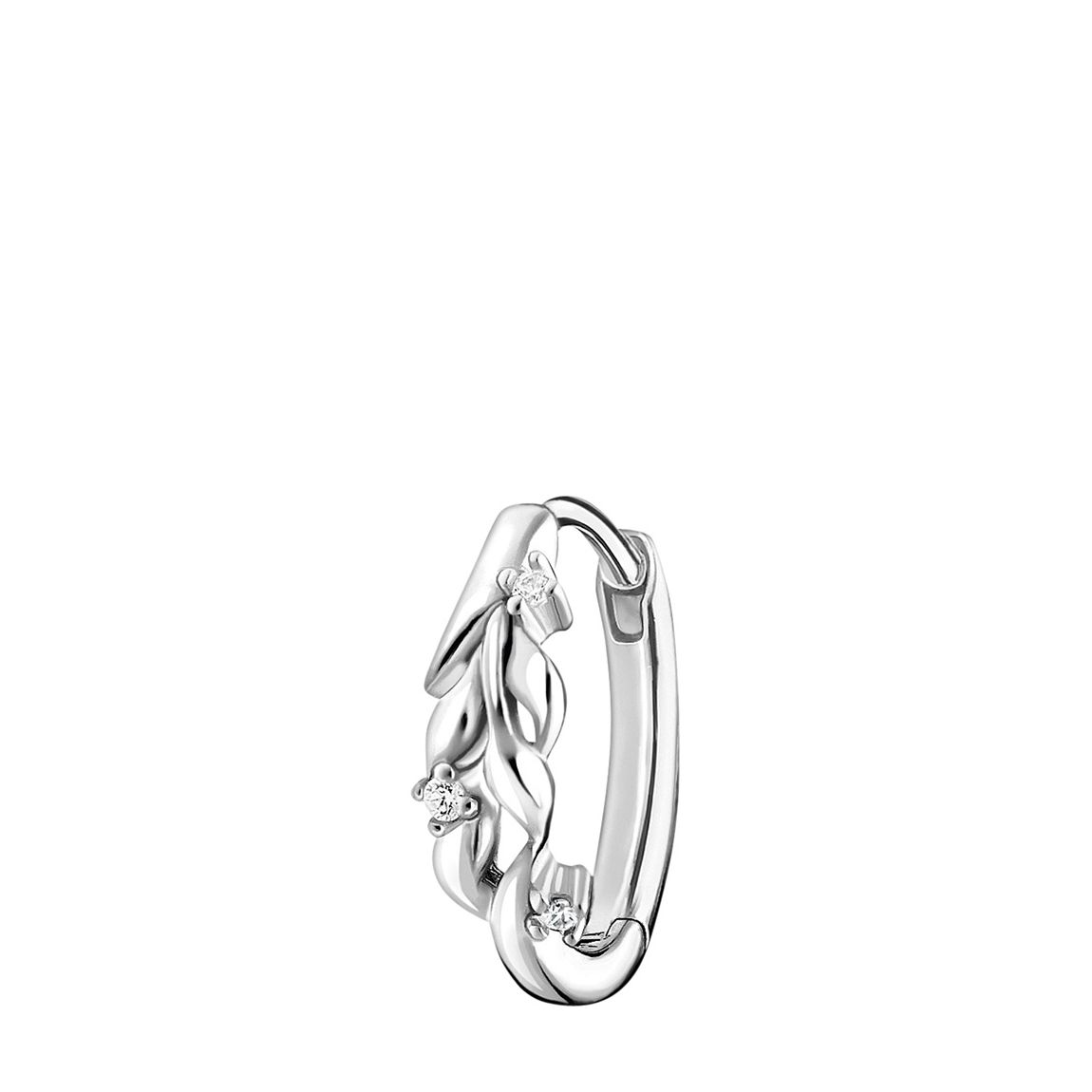 925 Sterling Silver Leaves Single Hoop Earring main product photo