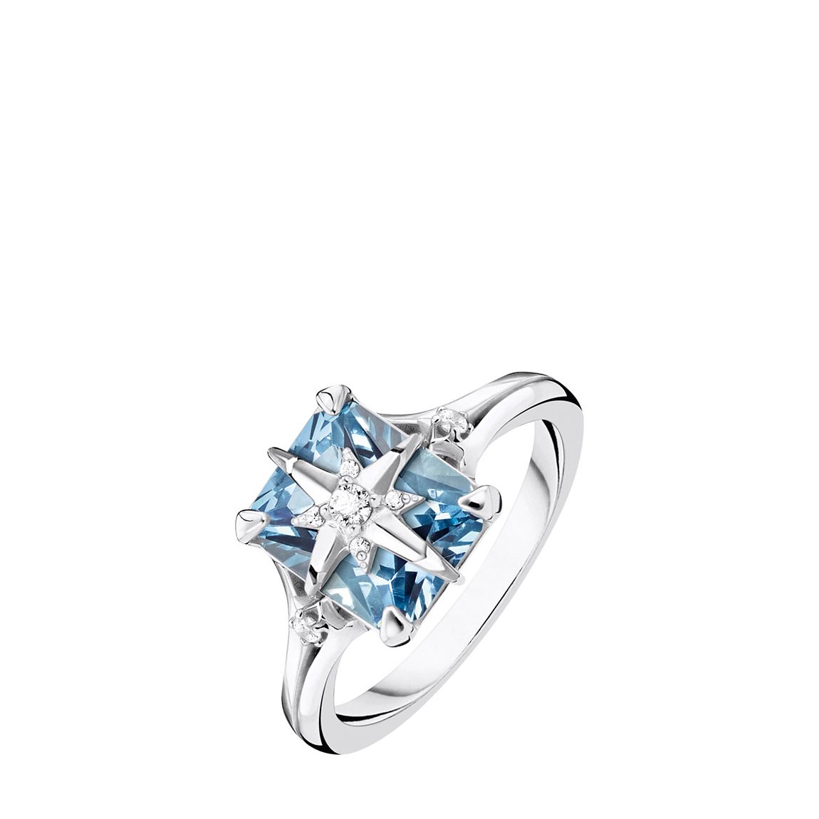 925 Sterling Silver Blue Stone With Star Ring main product photo