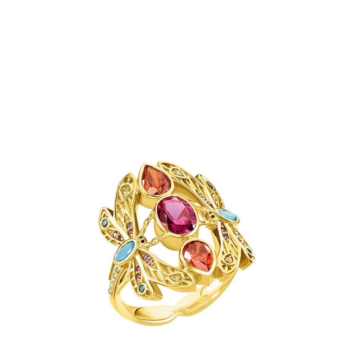 18K Yellow Gold Plating Multi Dragonfly Ring main product photo