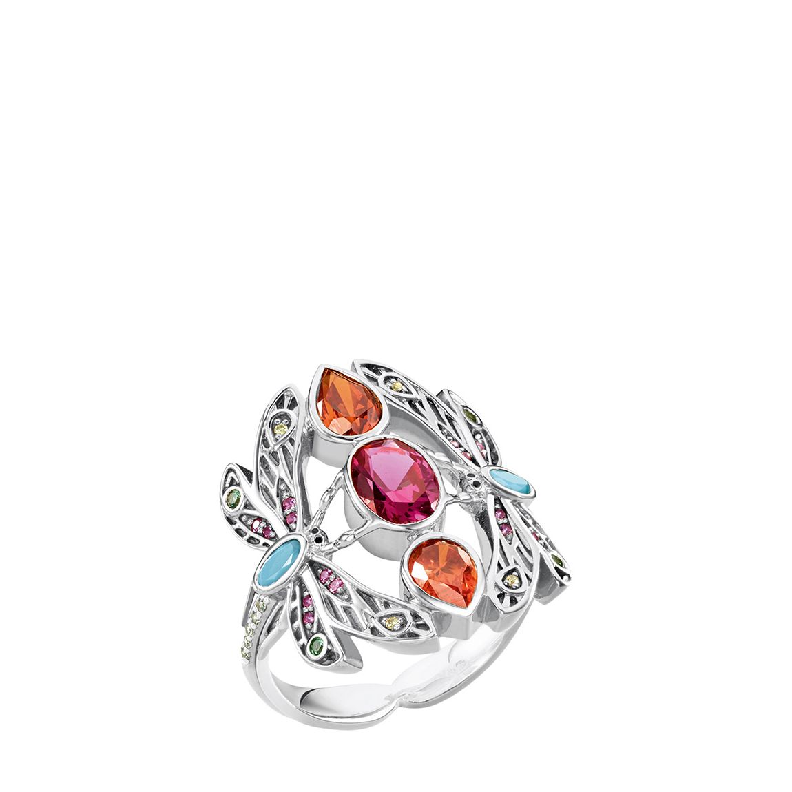 925 Sterling Silver Multi Dragonfly Ring main product photo
