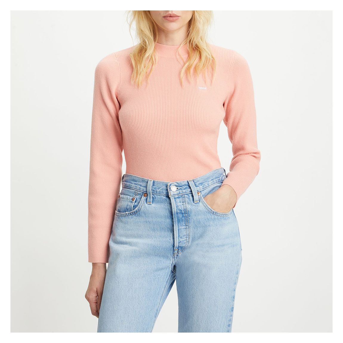 Pink Ribbed Long Sleeve Top main product photo