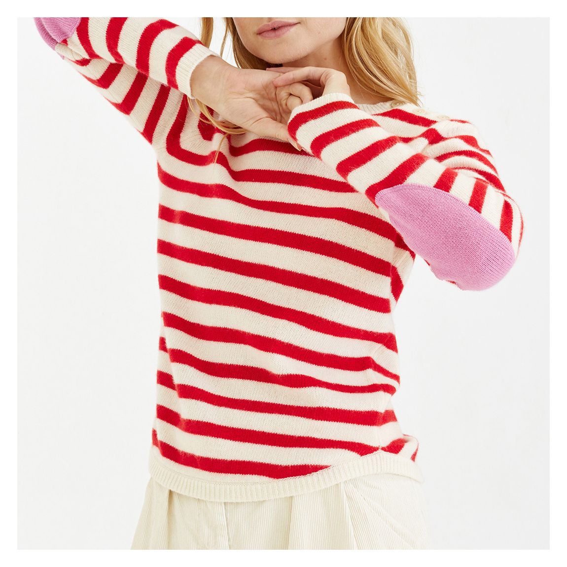 Red/Cream Stripe Wool Blend Jumper main product photo