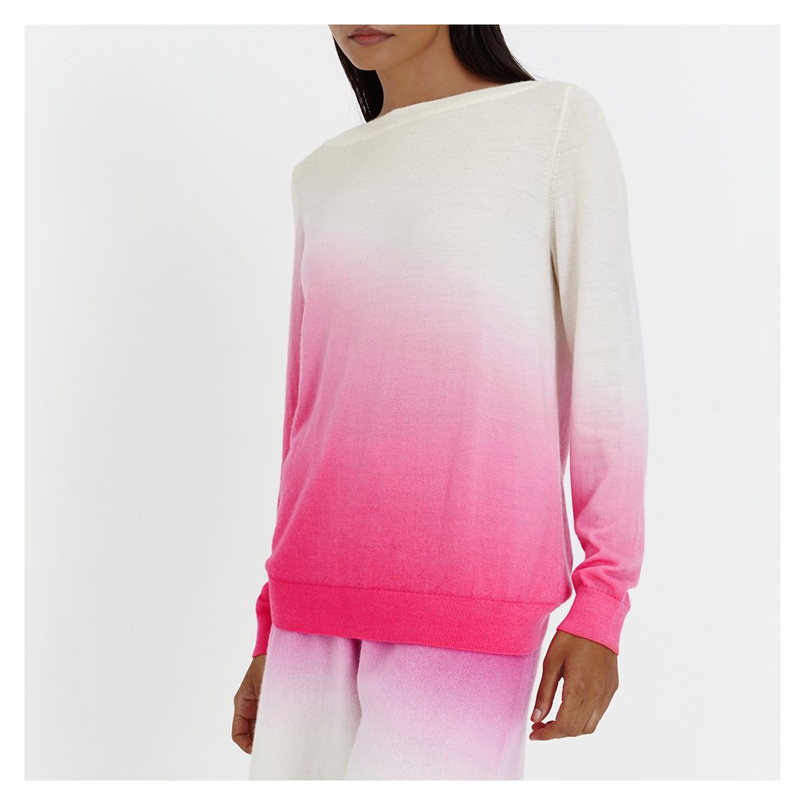 Cream/Pink Dip Dye Wool/Cashmere Jumper main product photo