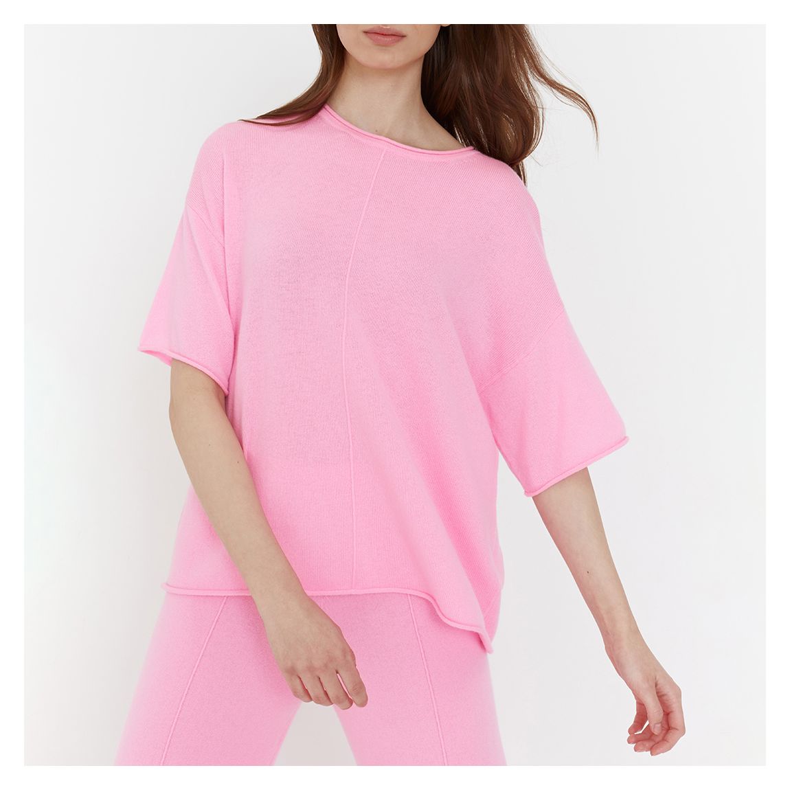 Pink Boxy Wool/Cashmere Blend T-Shirt main product photo