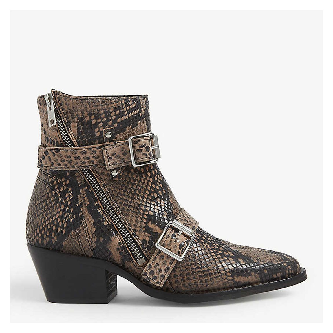 Taupe Snake Lior Heeled Ankle Boots main product photo