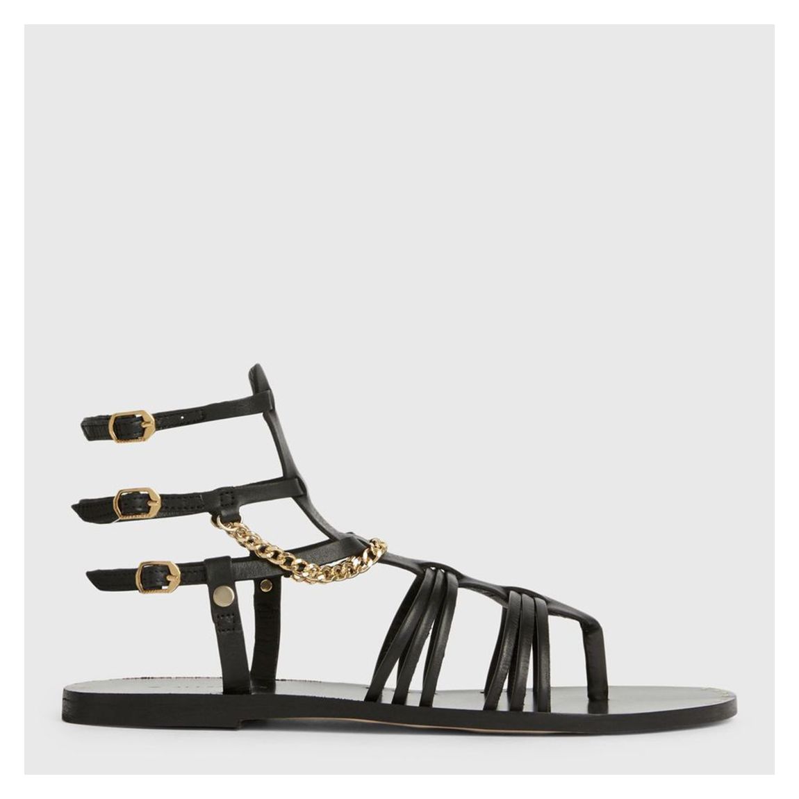 Black Gelda Strappy Flat Sandals main product photo
