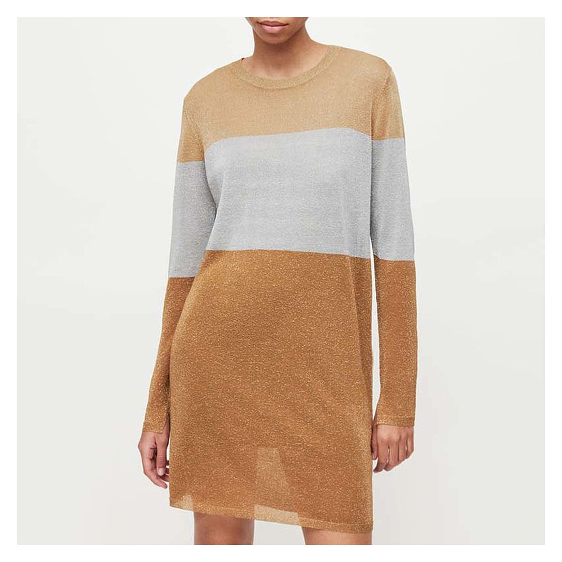 Gold/Silver/Bronze Cosima Stripe Dress main product photo
