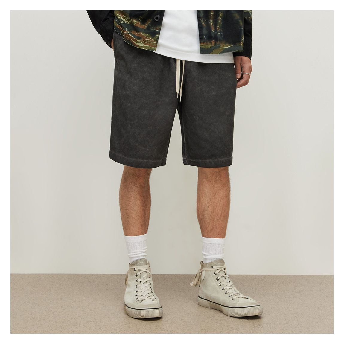 Washed Black Montara Linen Blend Shorts main product photo