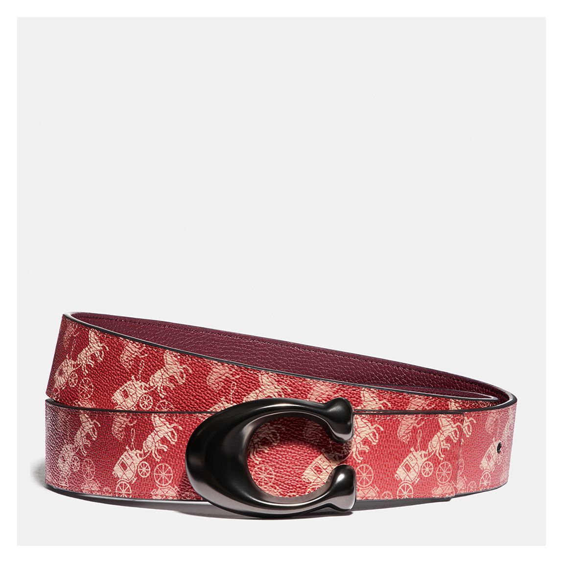 Red White Signature Buckle Reversible XL Belt With Horse And Carriage main product photo