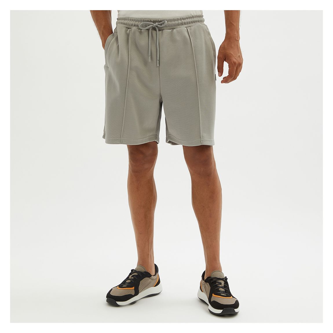 Grey Geki Cotton Blend Shorts main product photo