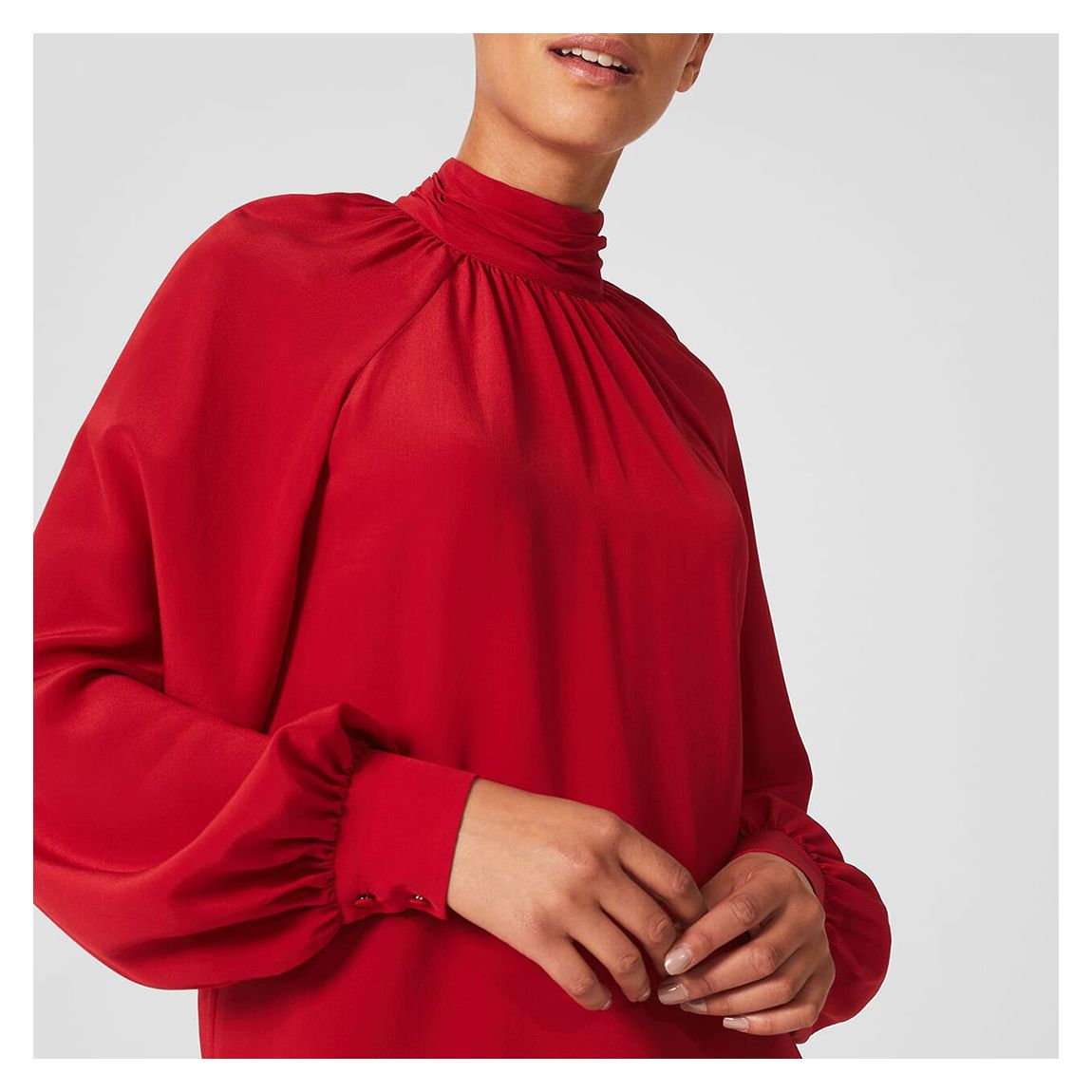 Red Mollie High Neck Silk Blouse main product photo