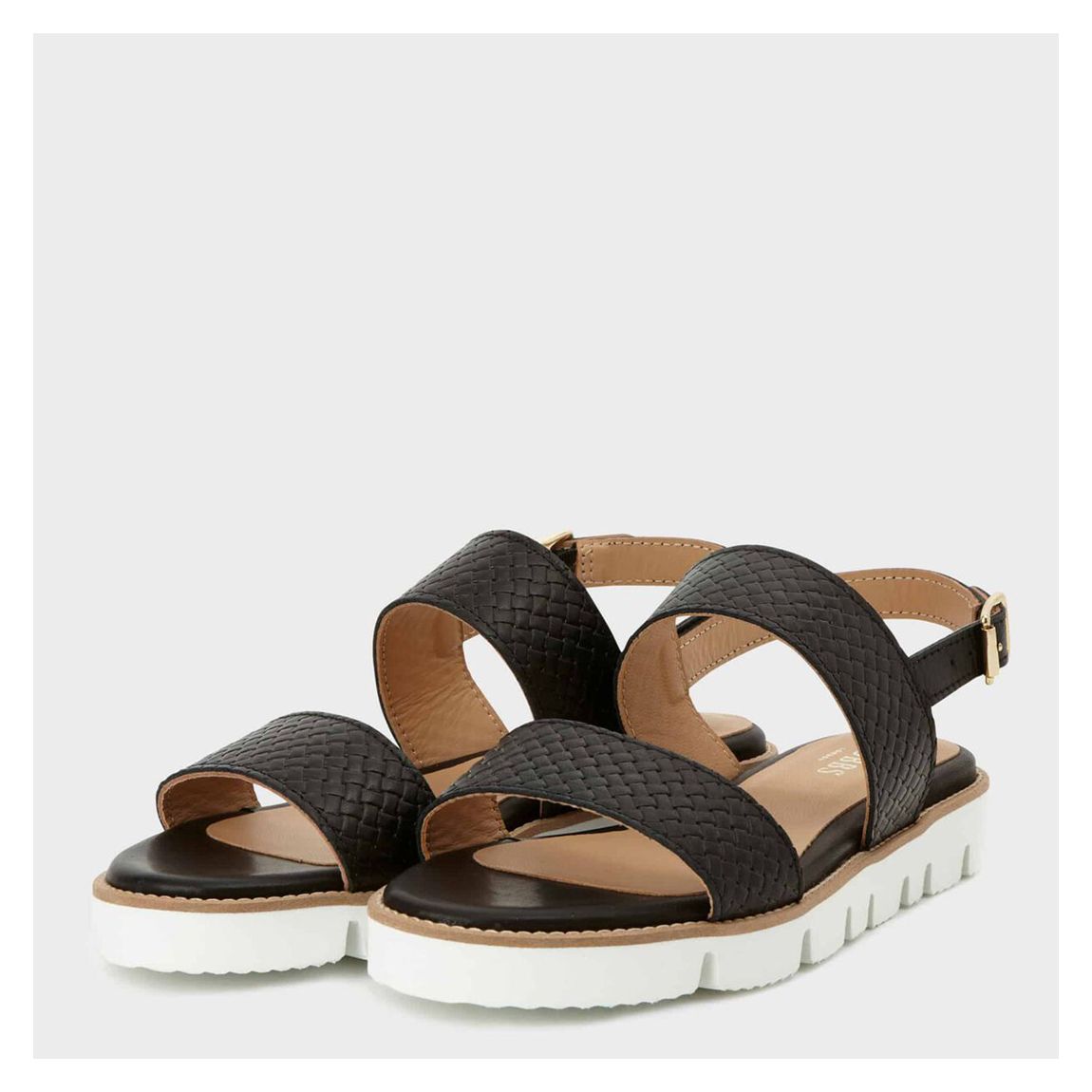 Black Katie Buckle Leather Sandals main product photo