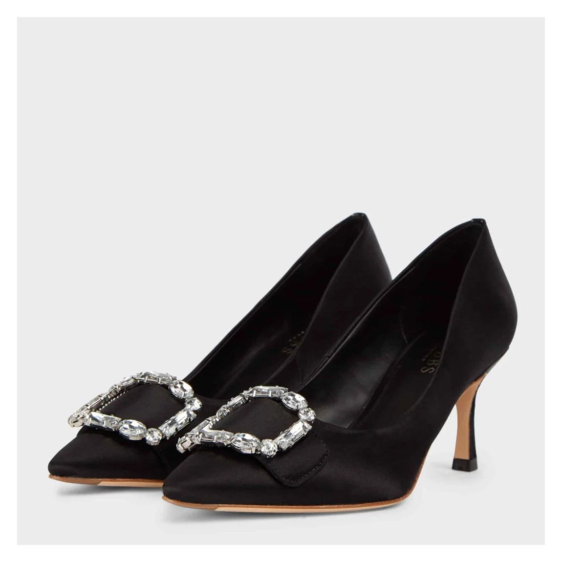 Black Lucinda Embellished Leather Court Heels main product photo