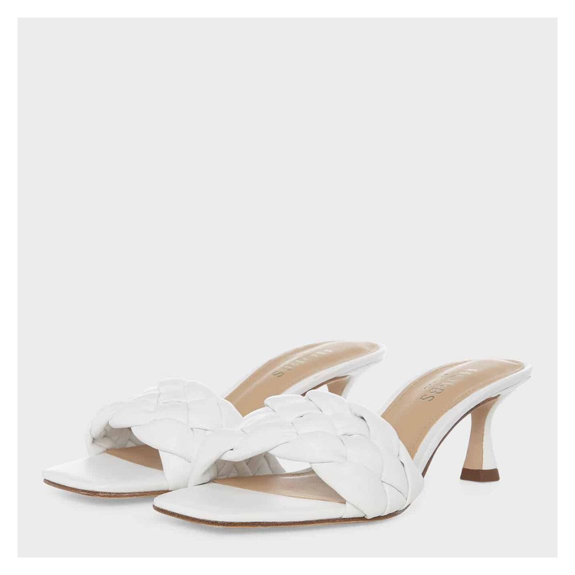 White Mylie Braided Heeled Leather Sandals main product photo