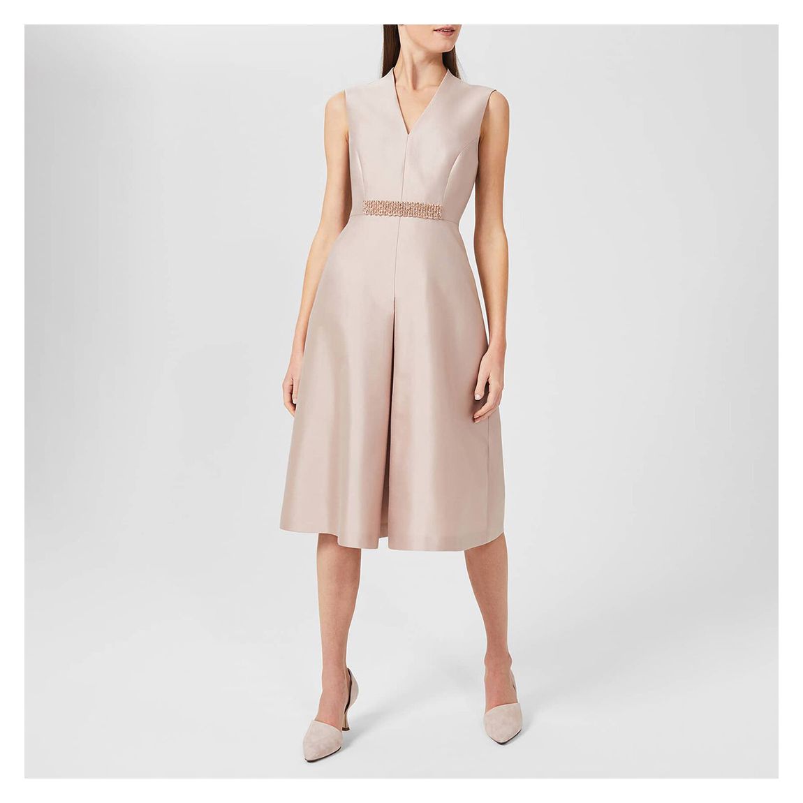 Beige Alberta V-Neck Silk Blend Dress main product photo