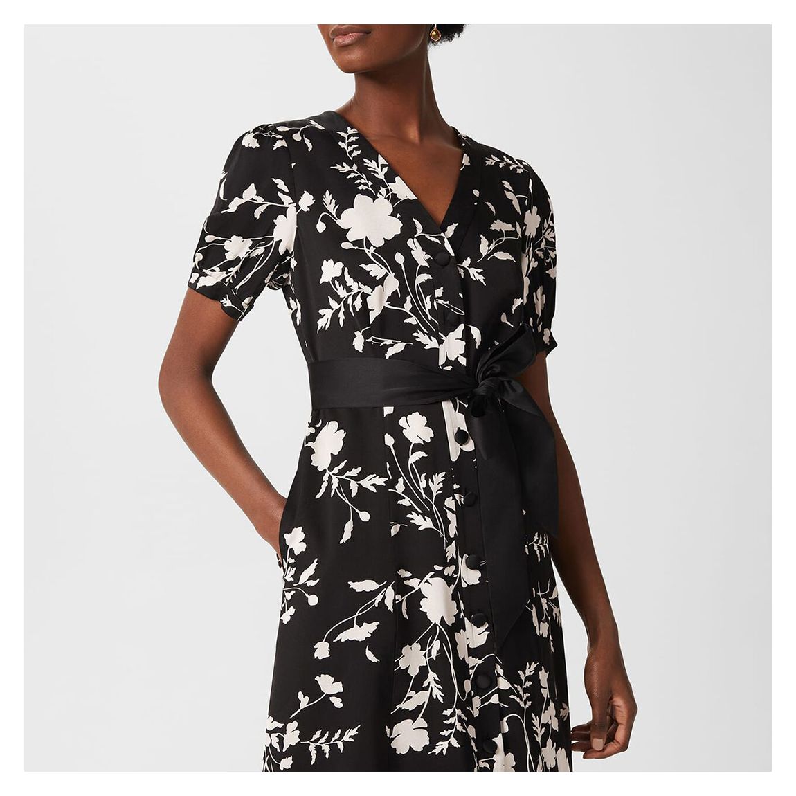 Navy Indah Floral Belted Dress main product photo