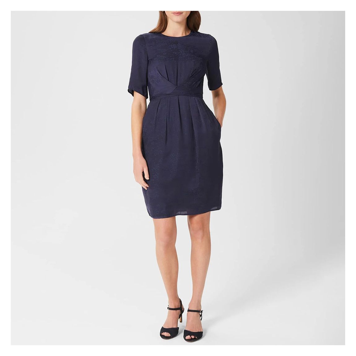 Navy Anya Jacquard Dress main product photo