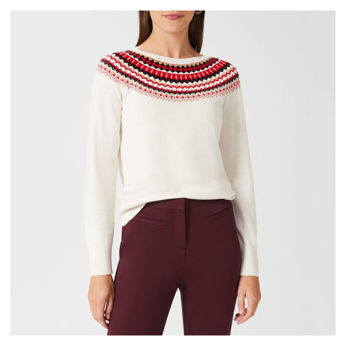 Ivory Greta Fairisle Cashmere Blend Jumper main product photo