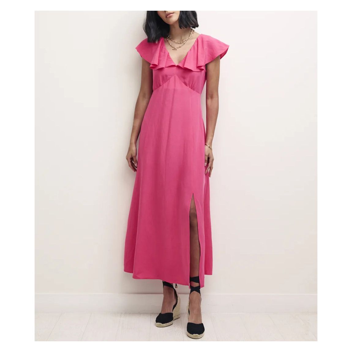Pink Suki V-Neck Midi Dress main product photo