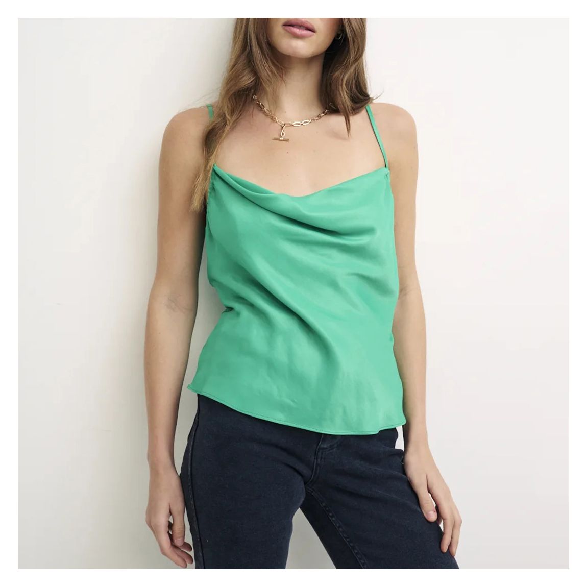Green Sophia Satin Cami Top main product photo