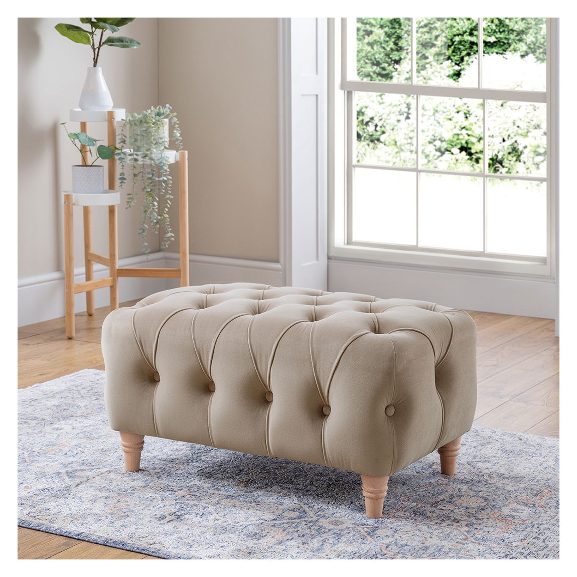 The Soho Footstool, Velvet Putty main product photo