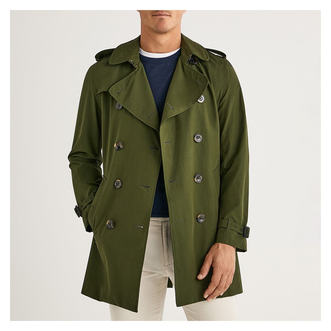 Khaki Bailey Cotton Blend Trench Coat main product photo