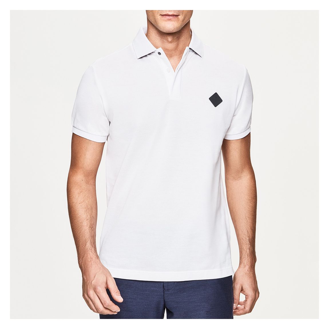 White Mercerised Cotton Polo Shirt main product photo