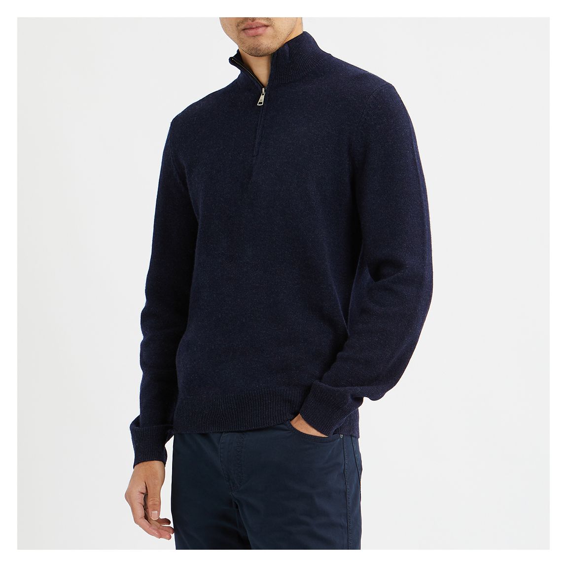 Navy Half Zip Lambswool Jumper main product photo