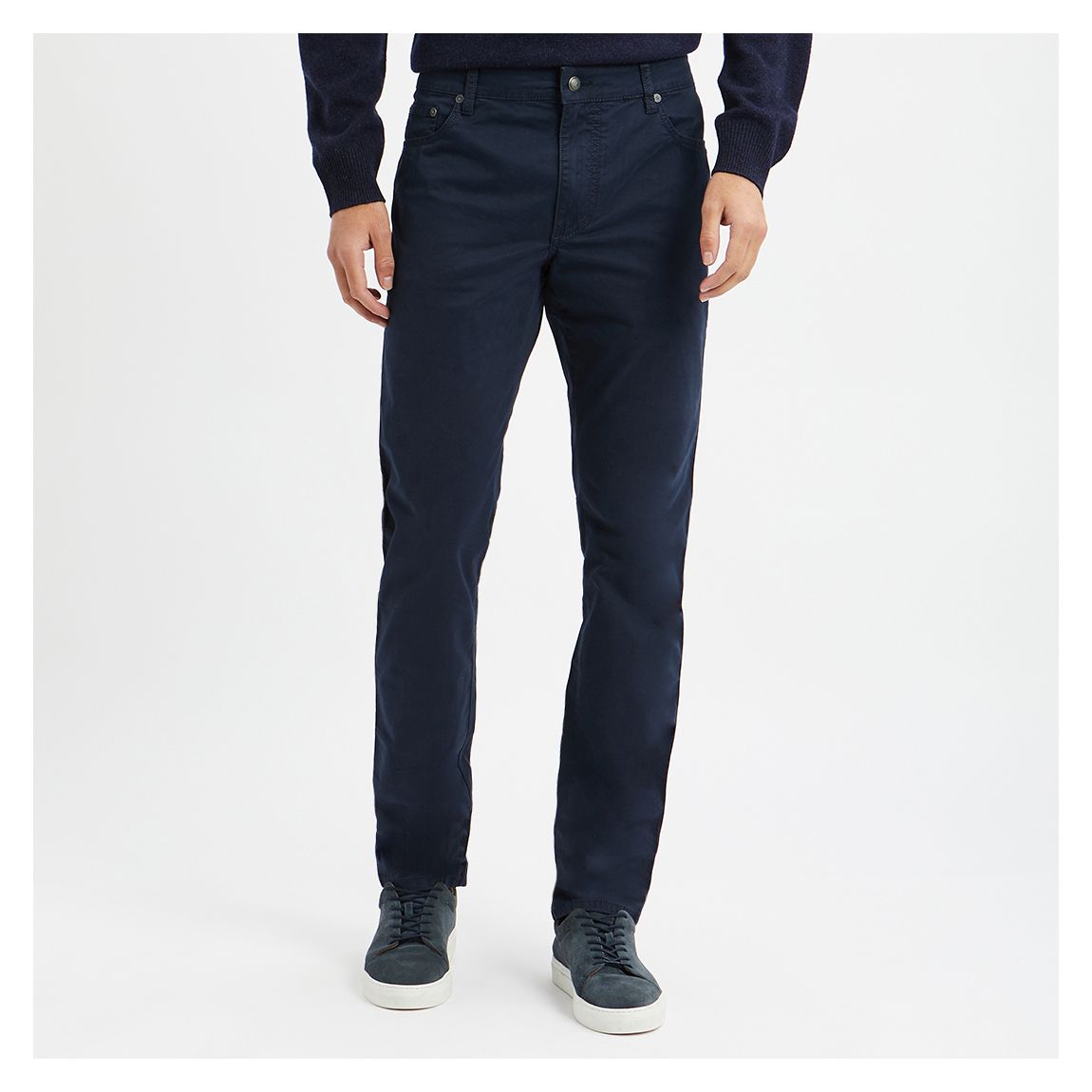 Navy Trinity 5 Pocket Stretch Cotton Trousers main product photo
