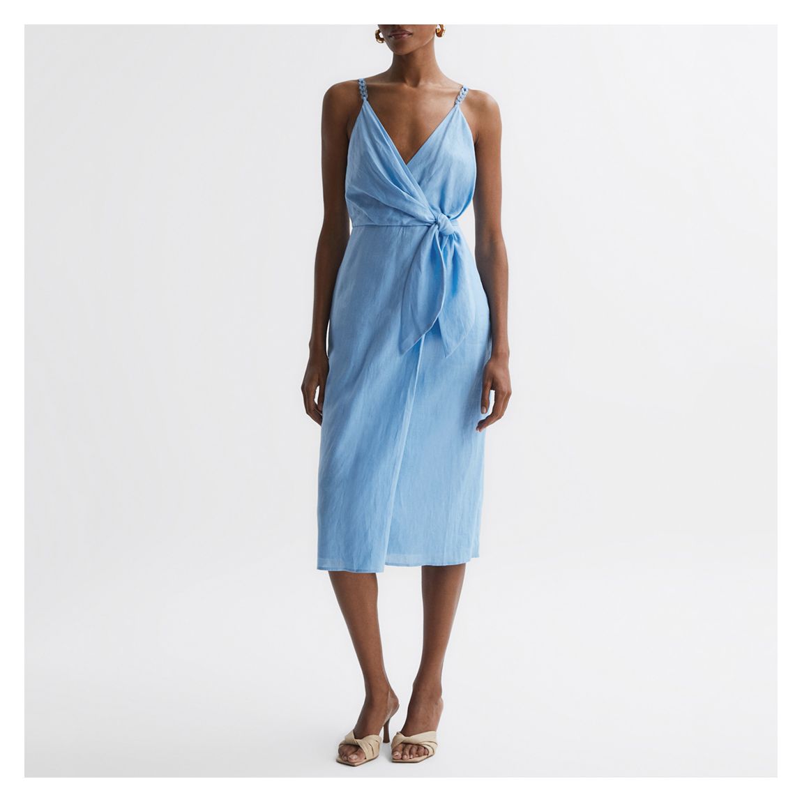 Pale Blue Esme Tie Midi Dress main product photo