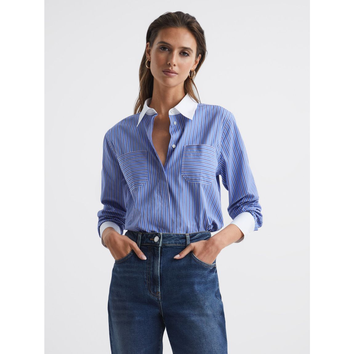 Blue Grace Stripe Long Sleeve Shirt main product photo