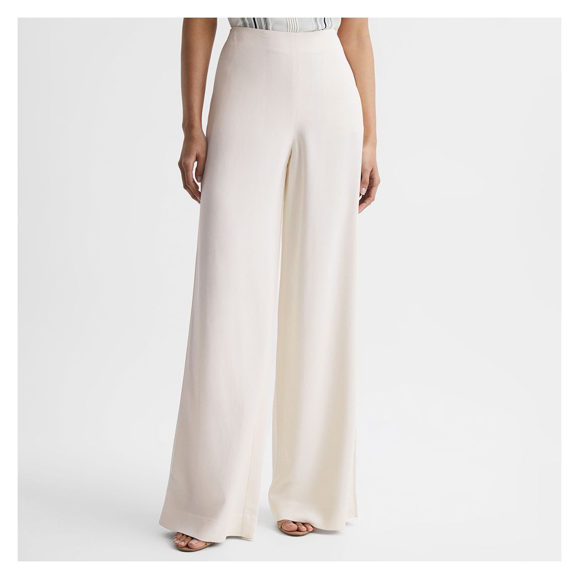 Cream Carlie Wide Leg Trousers main product photo