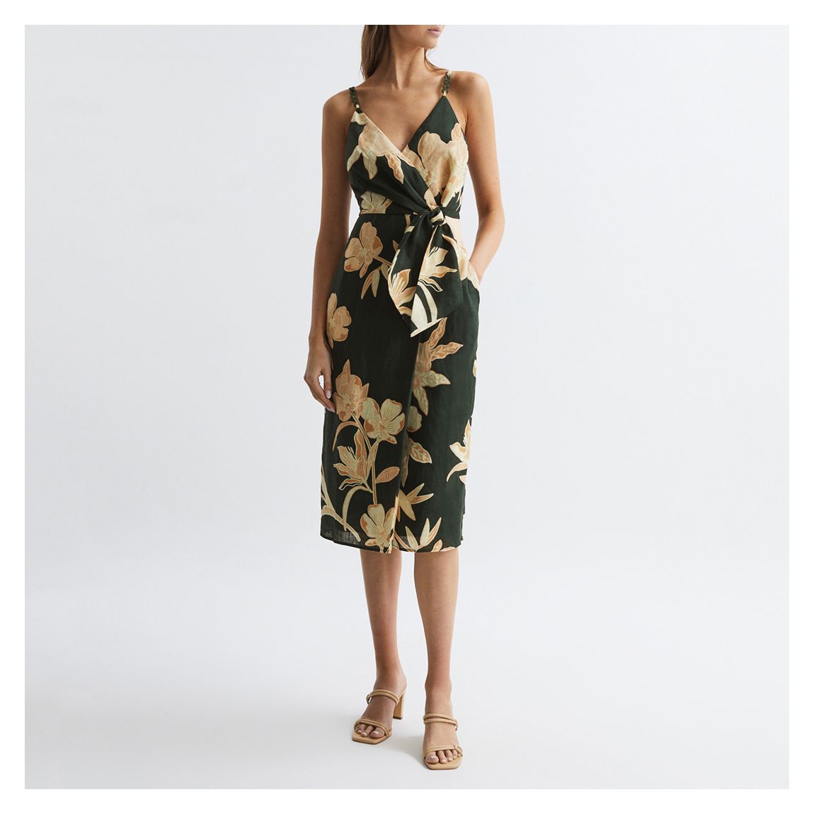 Khaki Alice Floral Midi Dress main product photo