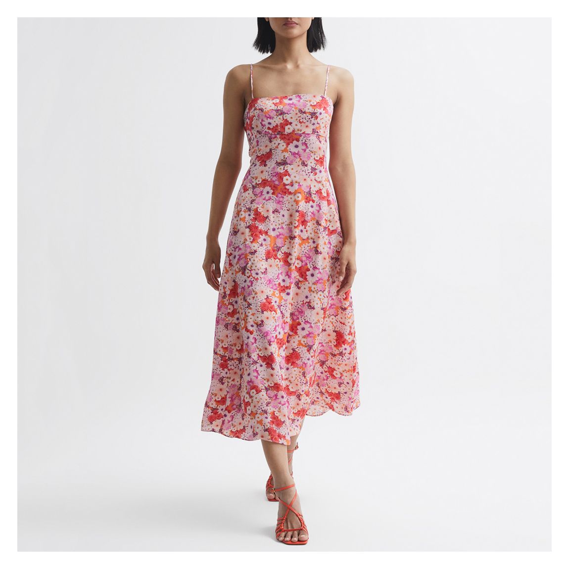 Pink Bonnie Floral Midi Dress main product photo