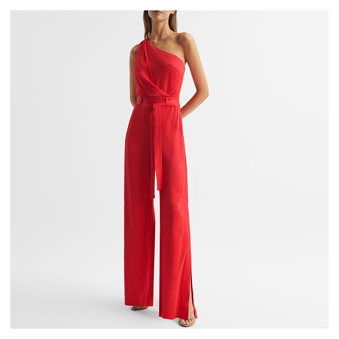 Red Eliza Petite One Shoulder Jumpsuit main product photo