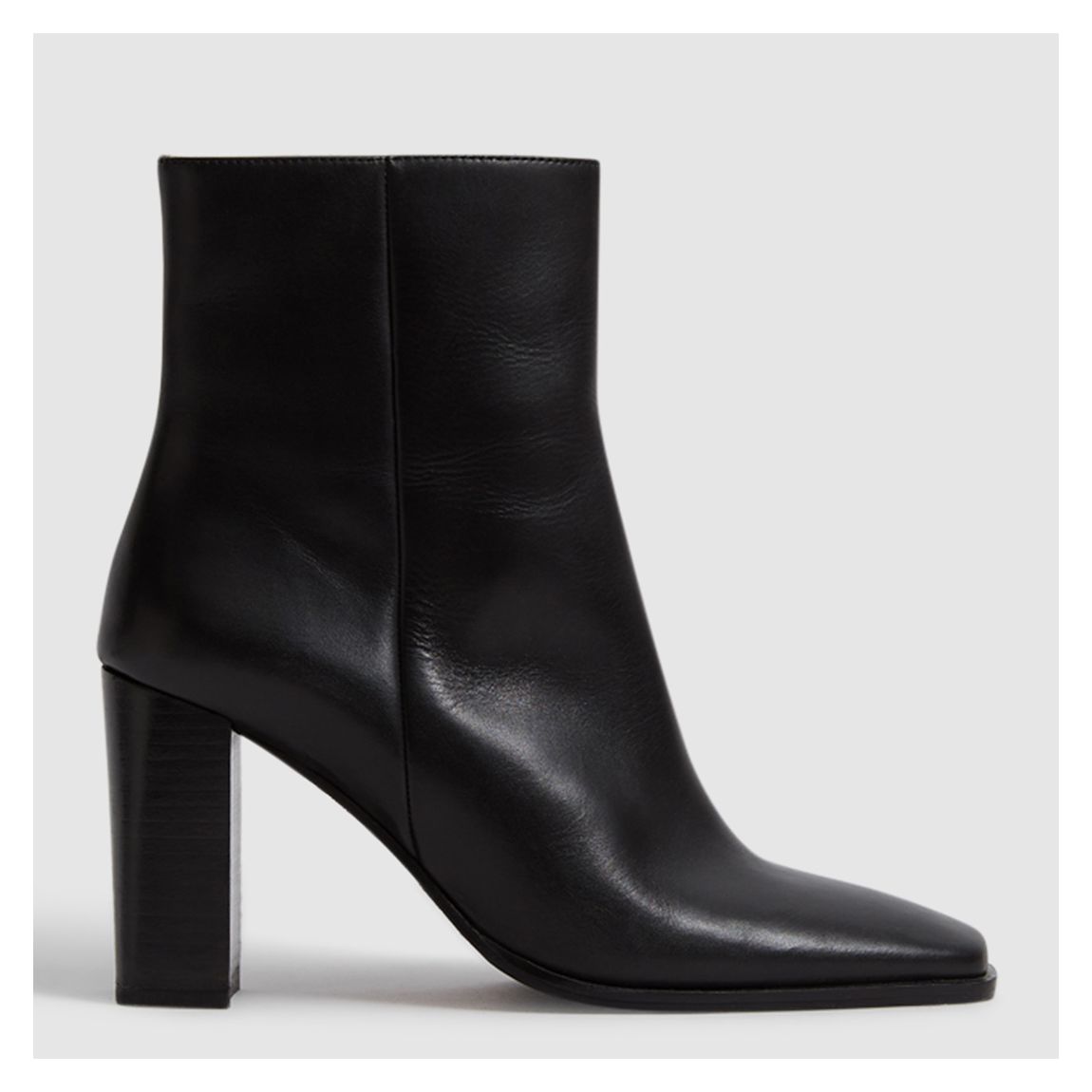 Black Casey Square Leather Boots main product photo