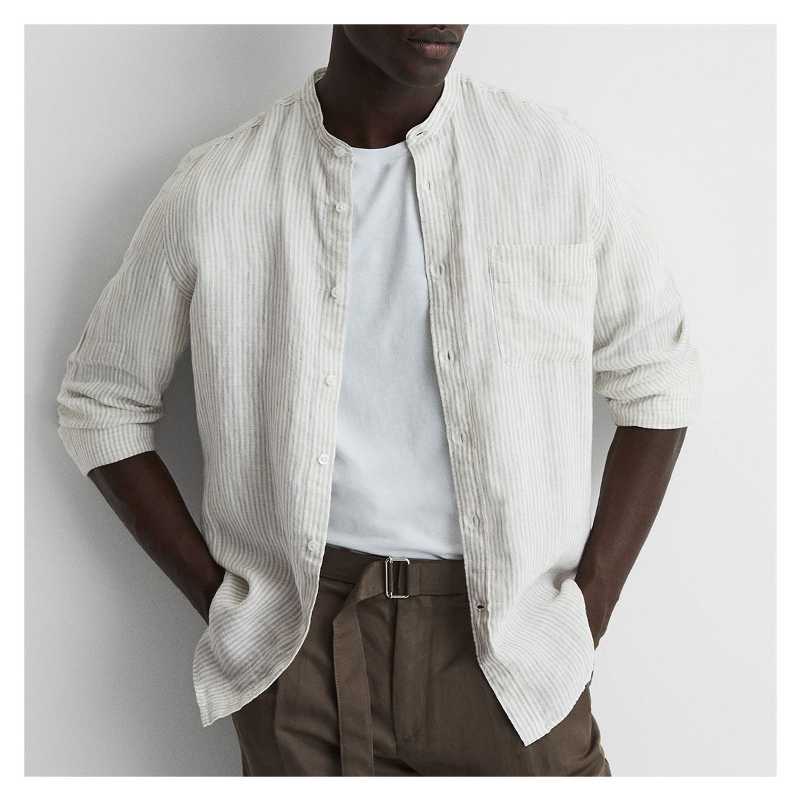 Ecru Ocean Stripe Linen Shirt main product photo