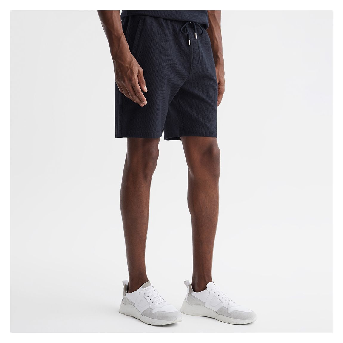 Navy Robin Drawstring Cotton Blend Shorts main product photo