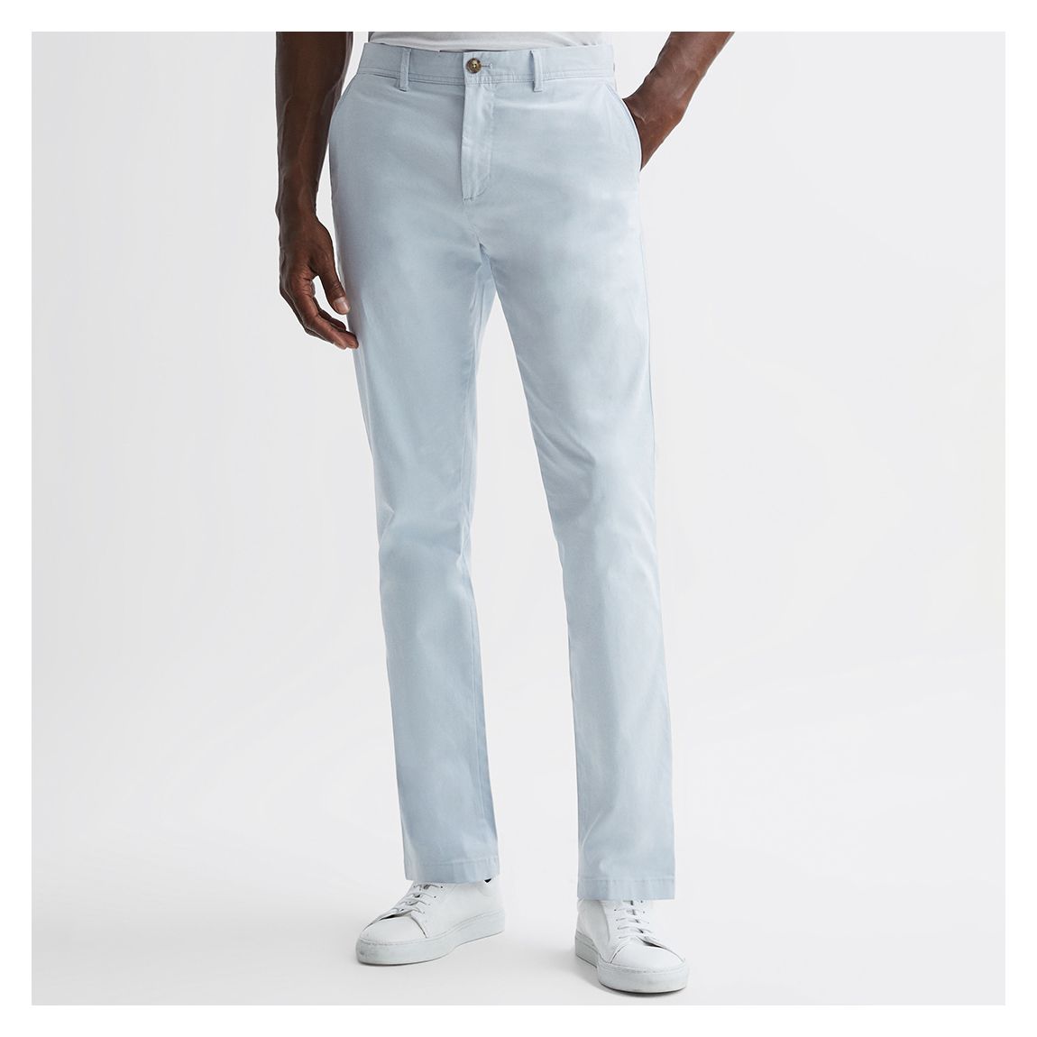 Light Blue Pitch Straight Cotton Blend Chinos main product photo