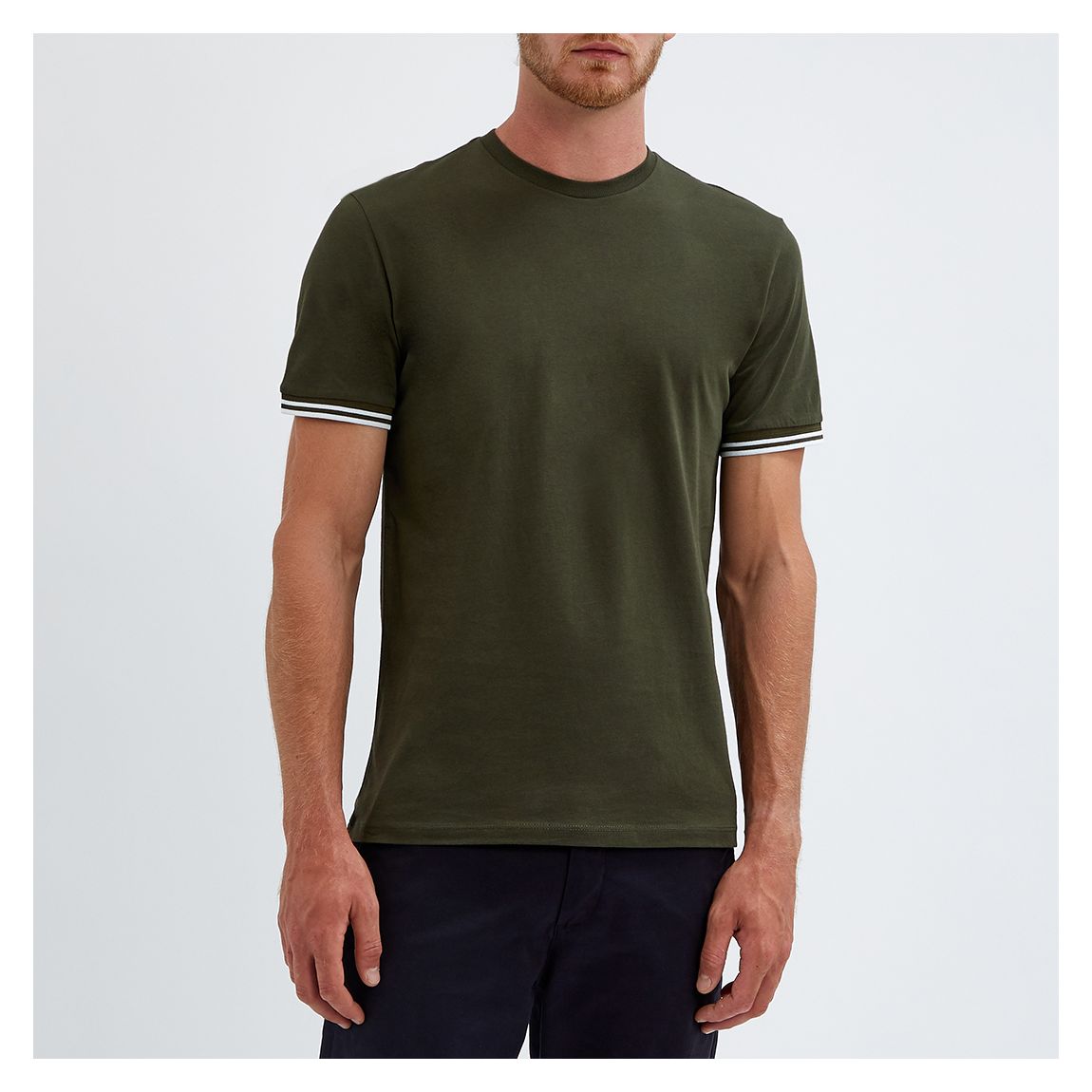 Khaki Harrison Tipping Cotton T-Shirt main product photo