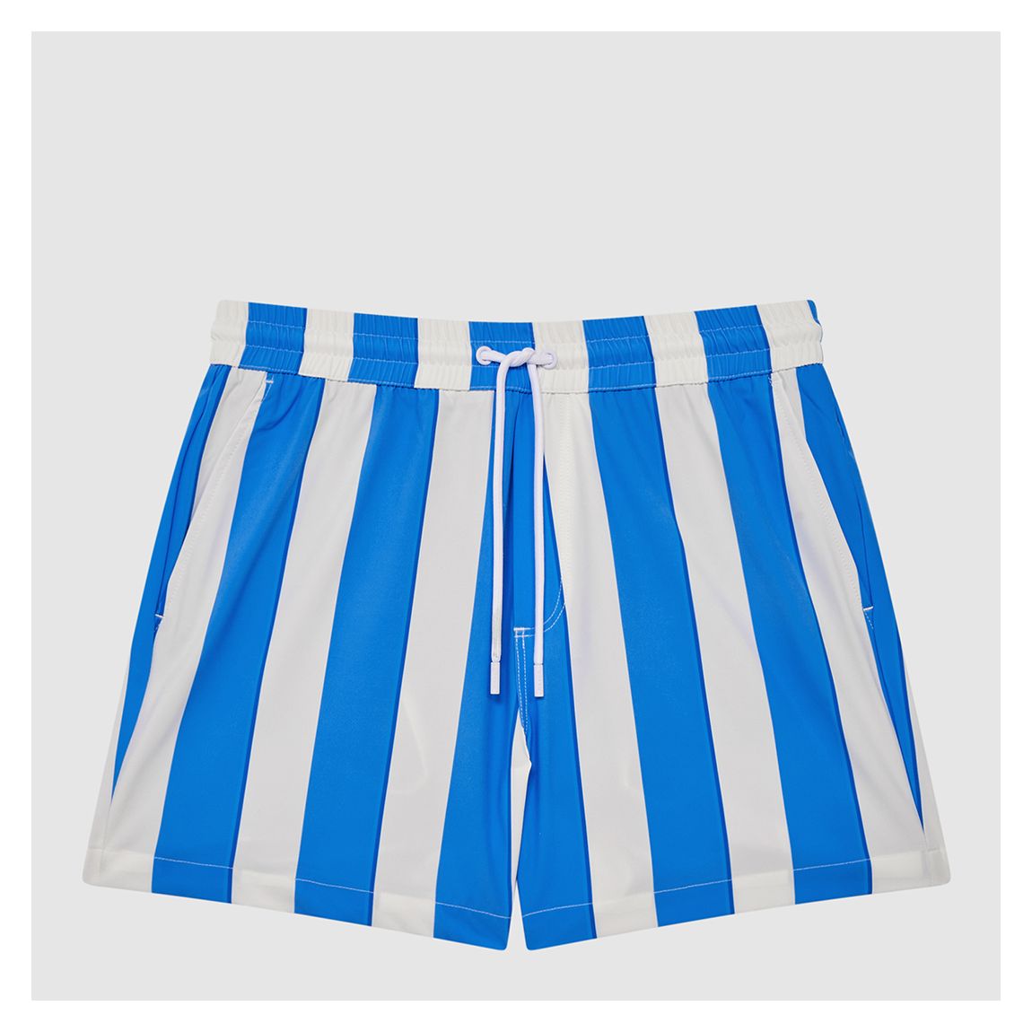 Blue/White Ocean Stripe Swimming Shorts main product photo