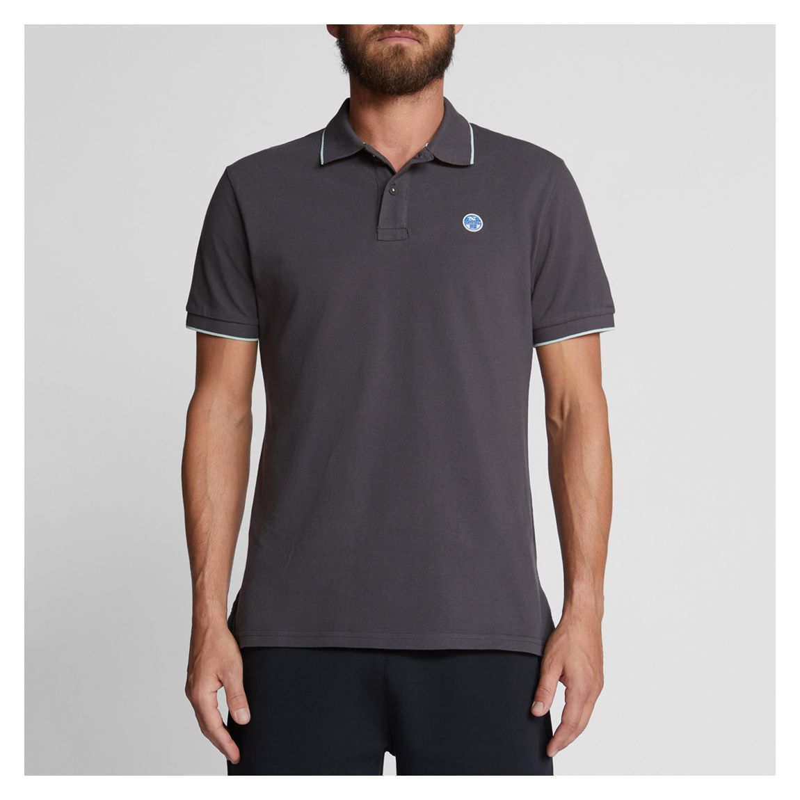 Dark Grey Logo Detail Cotton Polo Shirt main product photo