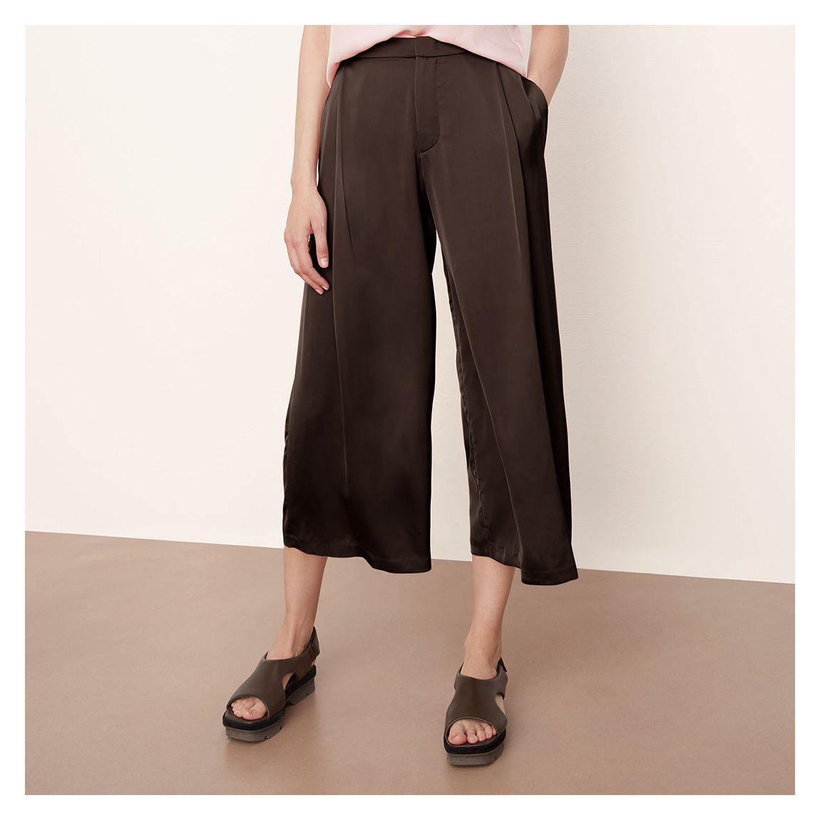 Brown Satin Wide Leg Trousers main product photo