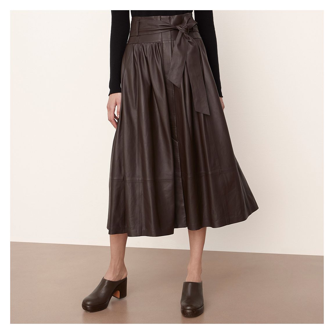 Brown Leather Midi Skirt main product photo