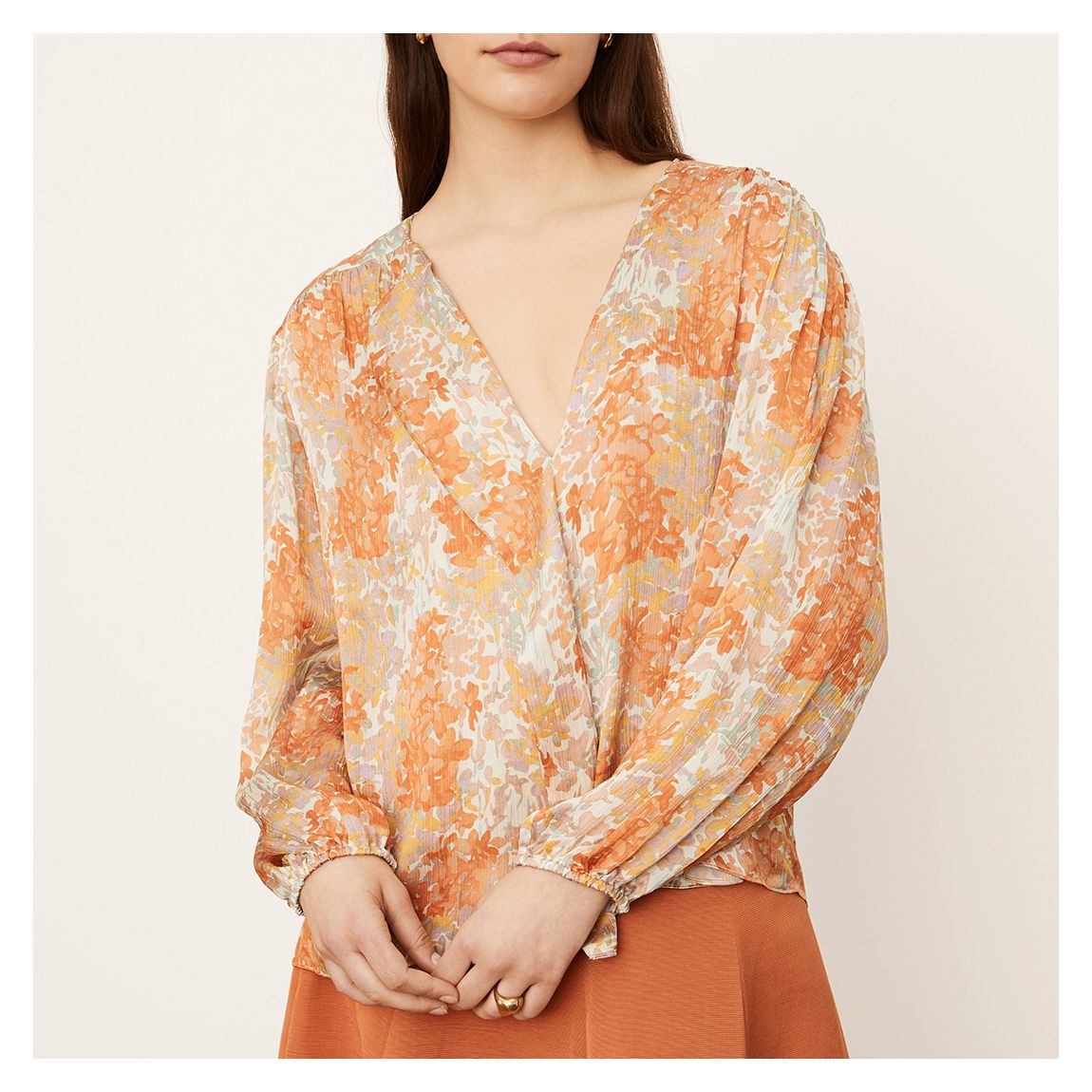 Orange Garden Floral Silk Blouse main product photo